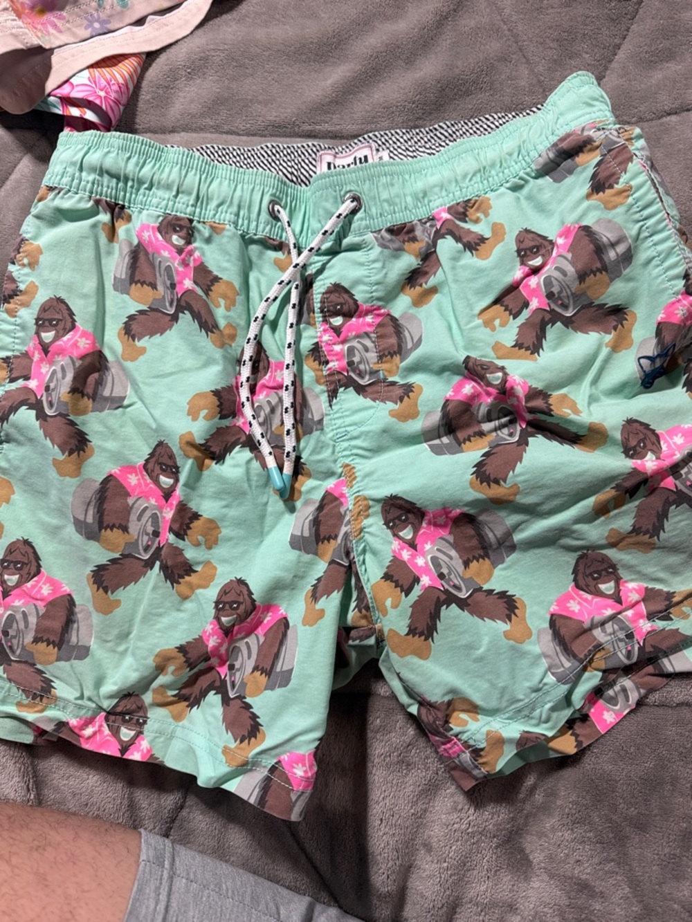 Party pants Men's Aqua Patterned Swim Shorts with Playful Graphic